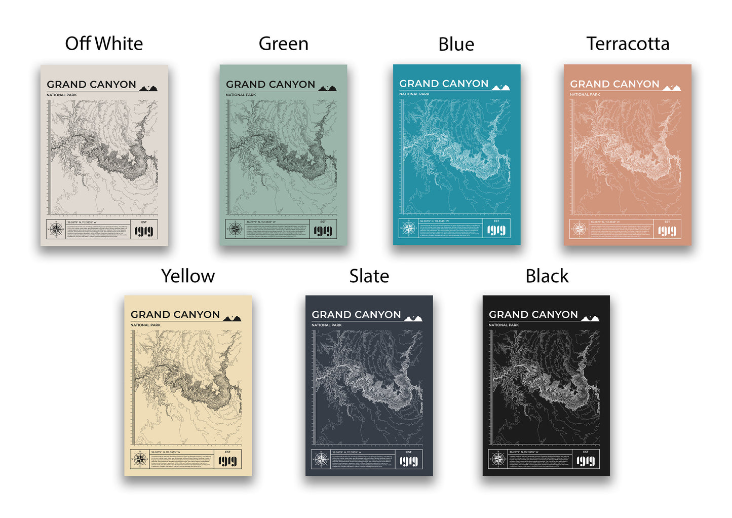 Grand Canyon topographic art posters framed, perfect for nature lovers.