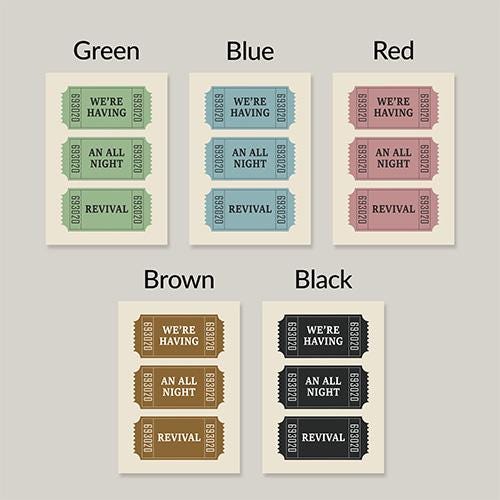 The Colour Options for this poster are Green, Blue, Red, Brown and Black