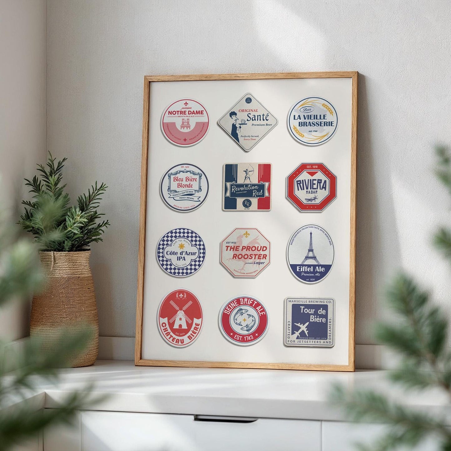 digitalised pub wall art with landmarks, perfect pub dad gift and holiday art for living room or desk.