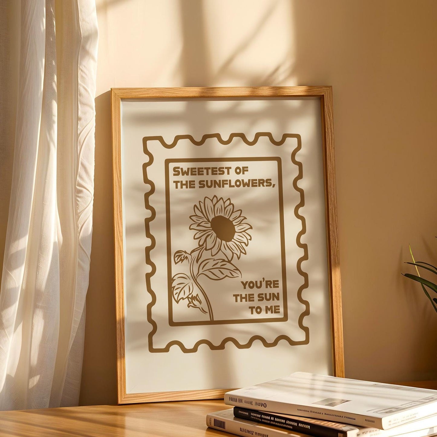 Digital file of western lyric poster with stamped edge and sunflower, easy print and instant download.
