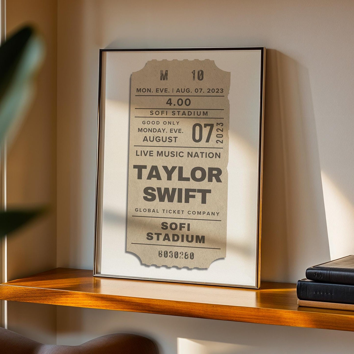 Digital cream ticket print, personalised concert poster, great gift to frame or display.