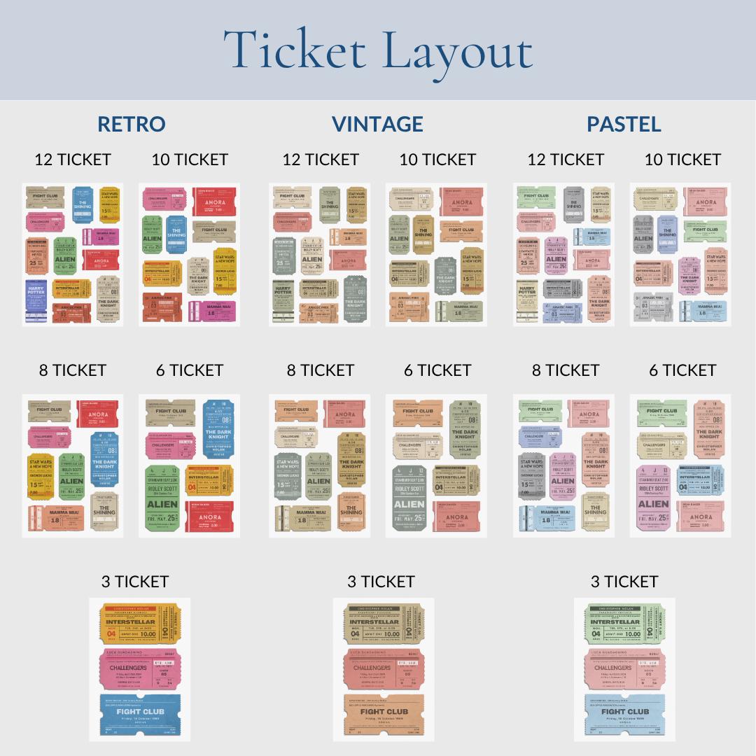 customizable 1-10 ticket cinema print, ideal gift for cinema and blockbuster enthusiasts.