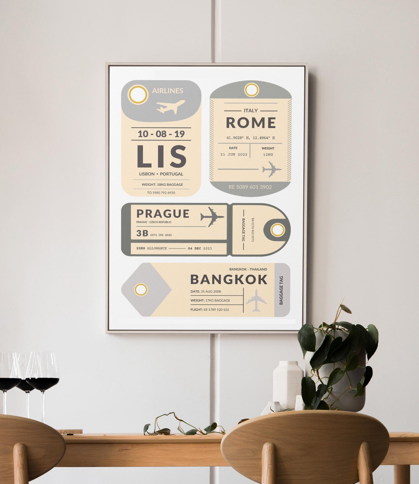 Downloadable travel keepsake poster, affordable gift for airport lovers, flights, and holiday nostalgia.