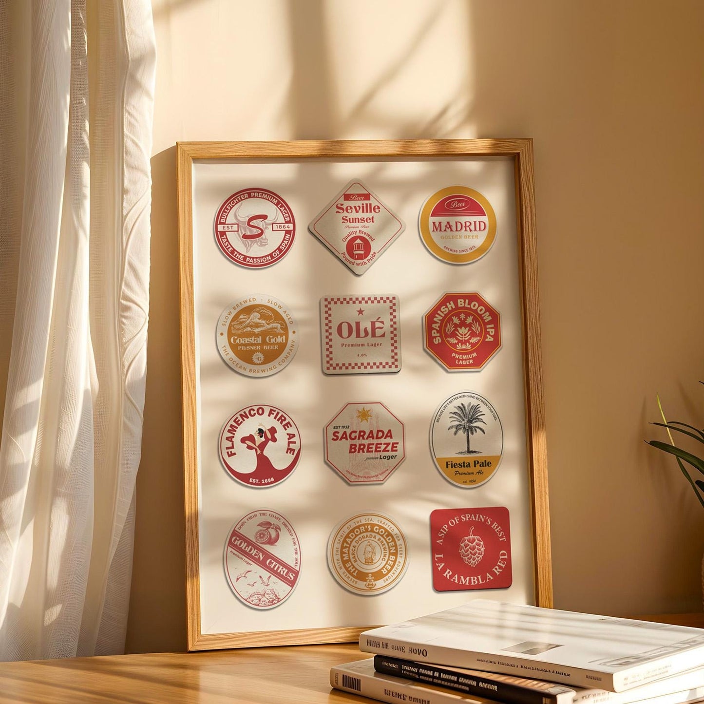 Printable Spain beer coaster poster featuring Madrid, flamenco, perfect digital gift for travellers and beer enthusiasts.