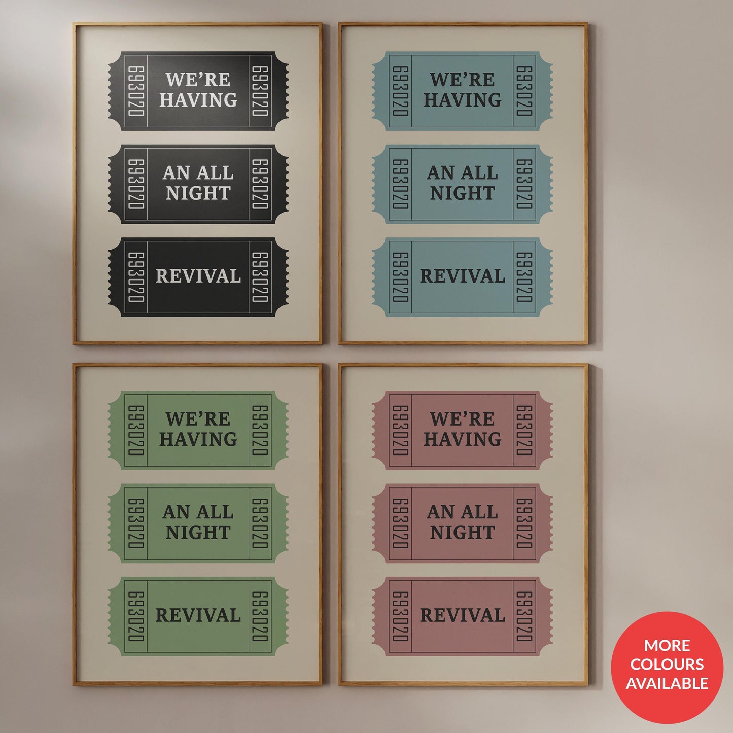 The Country music ticket stub Lyric print is available in red, blue, green, brown and Black.