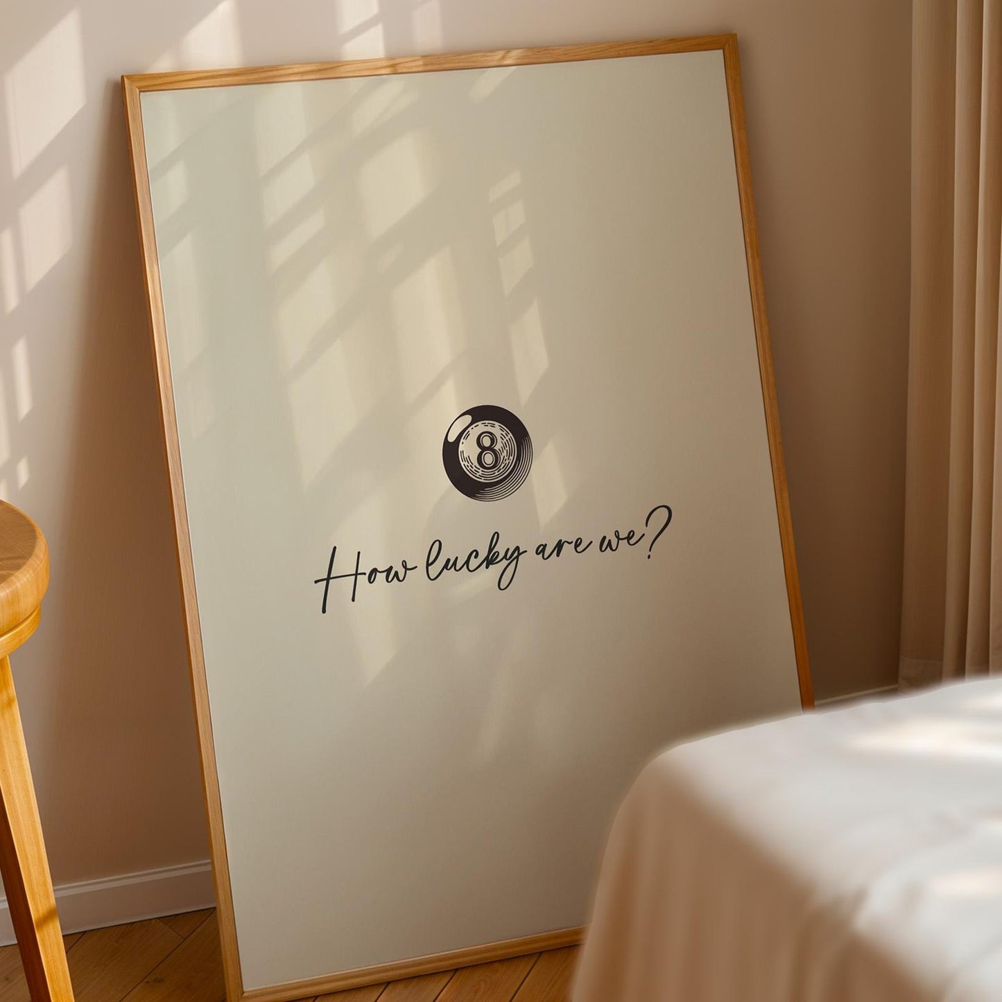 Digital wall art featuring classic eight ball and country lyric, great printable gift for anniversaries or couples.