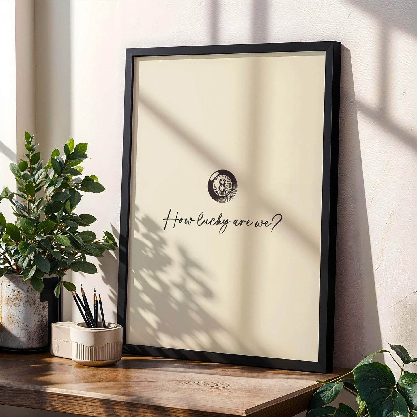 Country song lyric digital poster with stylized eight ball, minimalist artwork for fans of music and western charm.