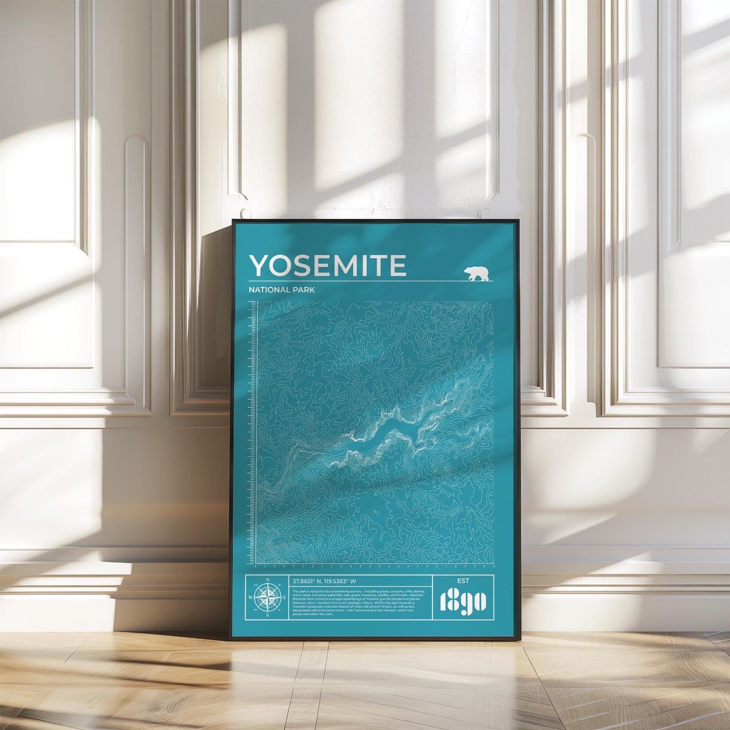 Yosemite walking trail poster digital download, ideal for outdoor enthusiasts and campers.