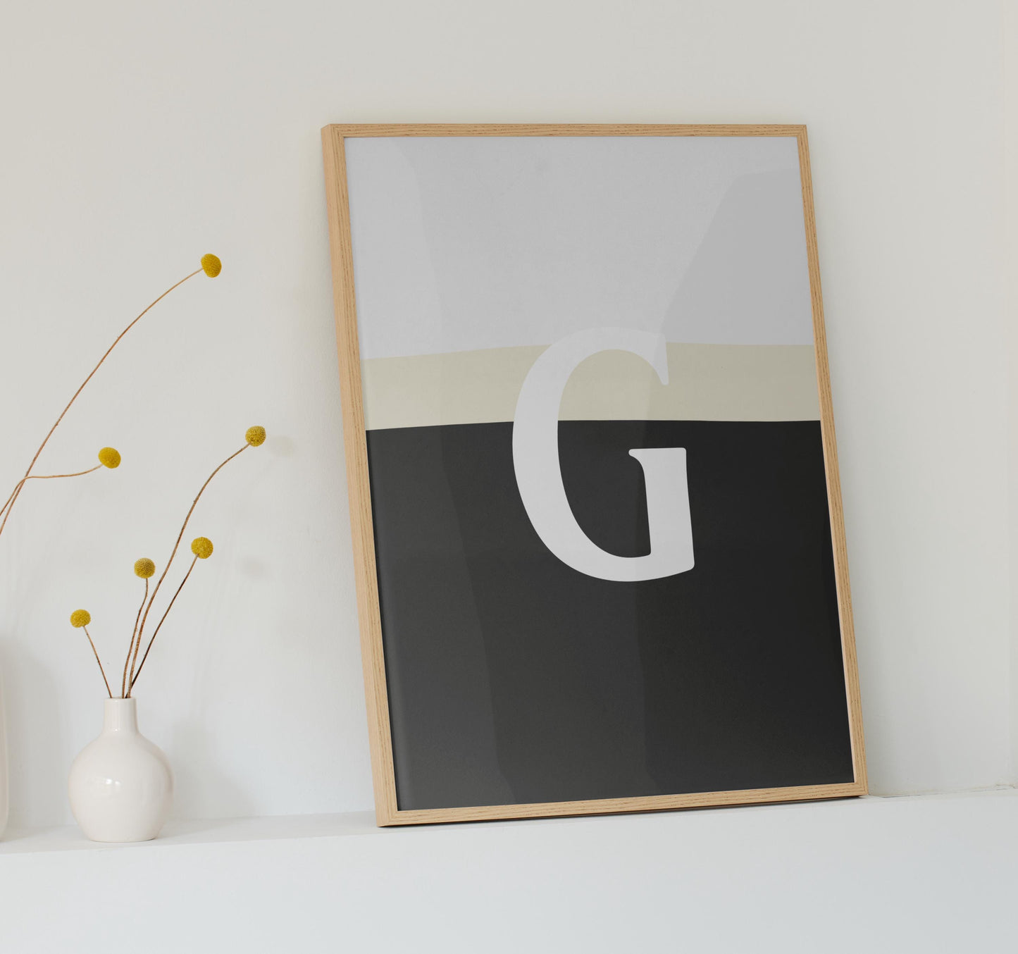 Stylish close-up beer glass print with split letter G design, perfect for craft beer enthusiasts.