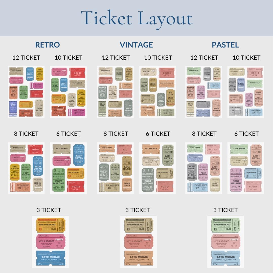 The poster is completely custom to you meaning you can pick how many tickets you would like on your print.