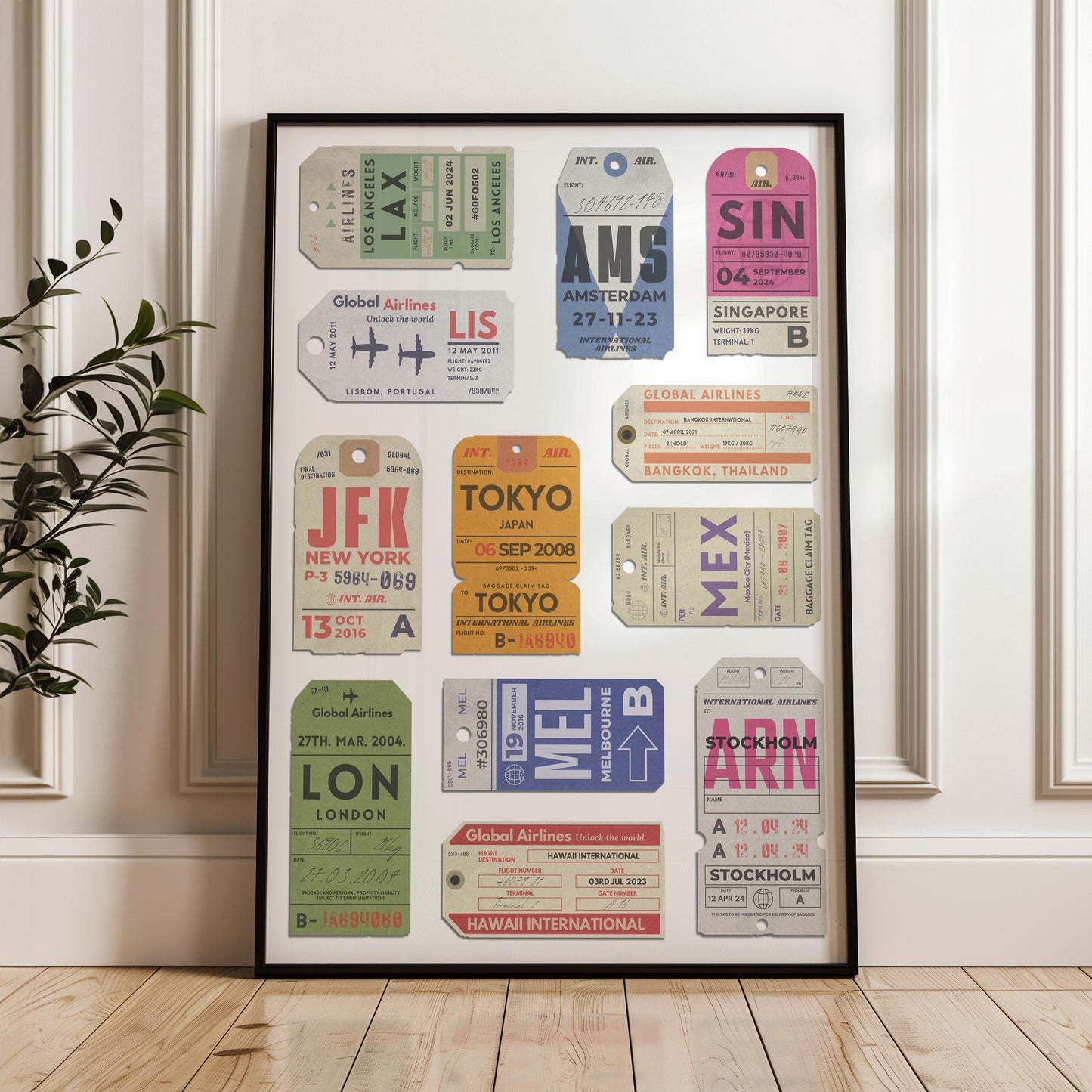 Printable travel-themed art, digital customisable travel holiday airport tag file ideal for affordable gifts and home décor.