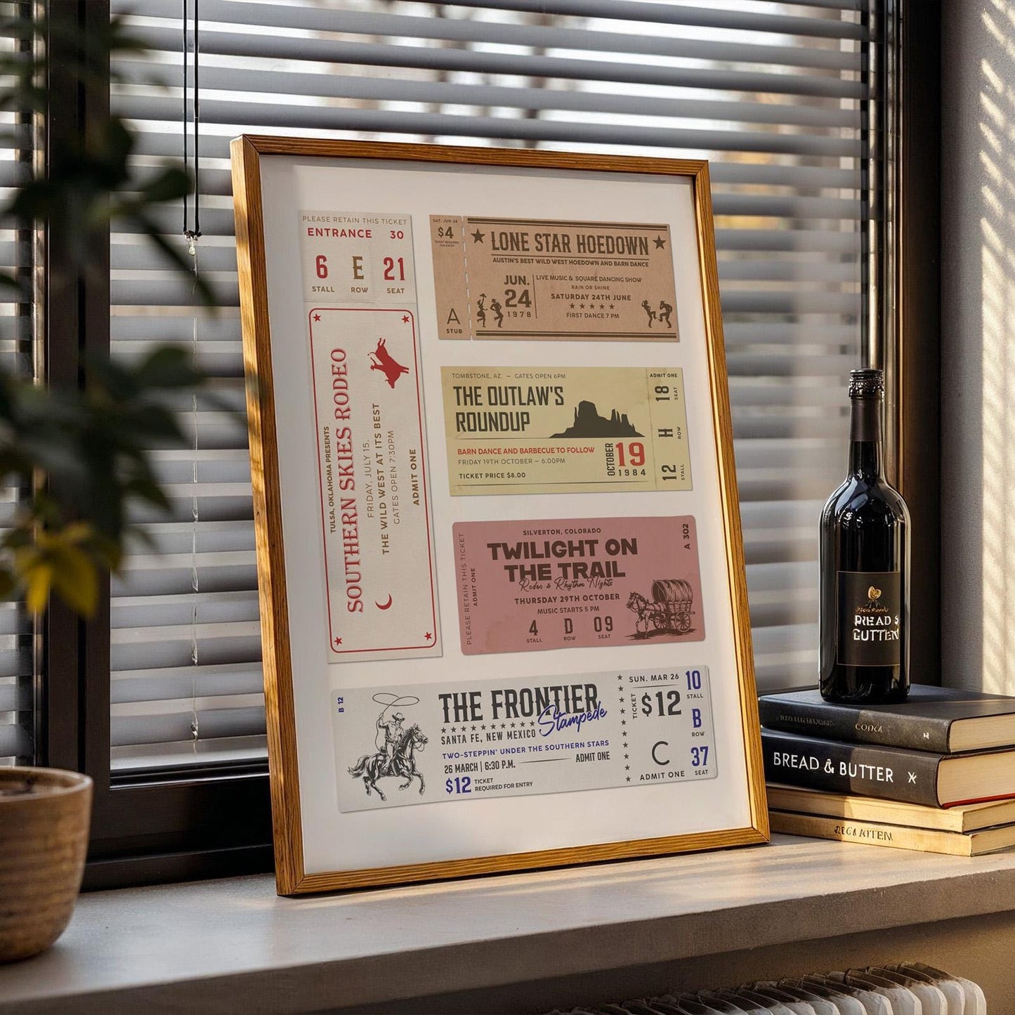 print leaning on window ledge. example of printed digital file art.