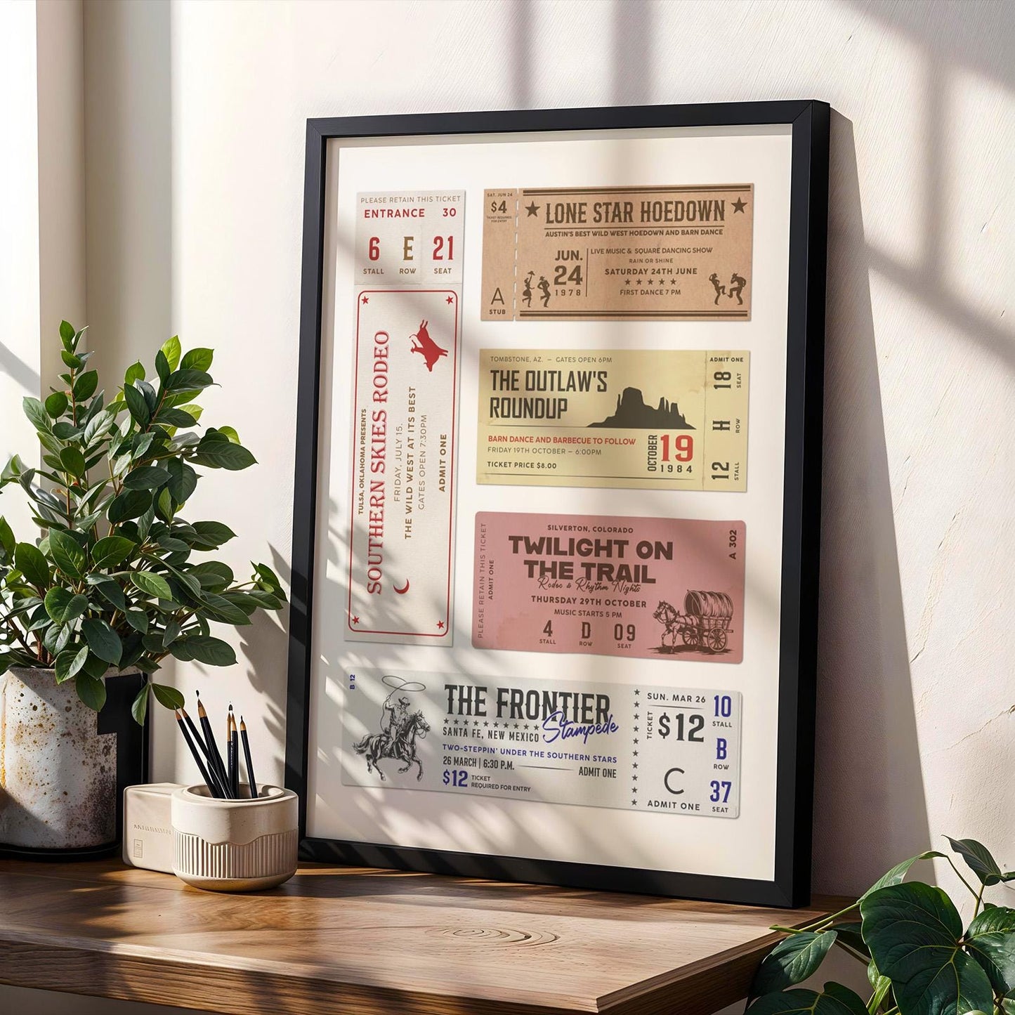 printable affordable gift idea. Digital downloadable country western poster art in black frame