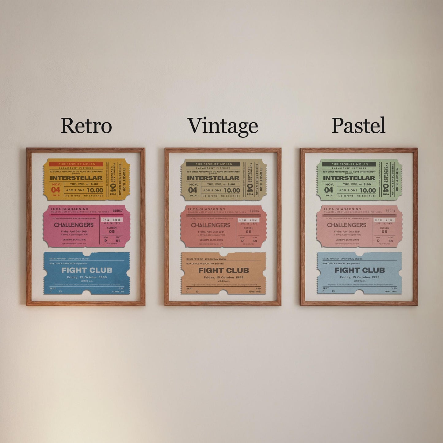 available colour schemes are retro, vintage or pastel for the poster