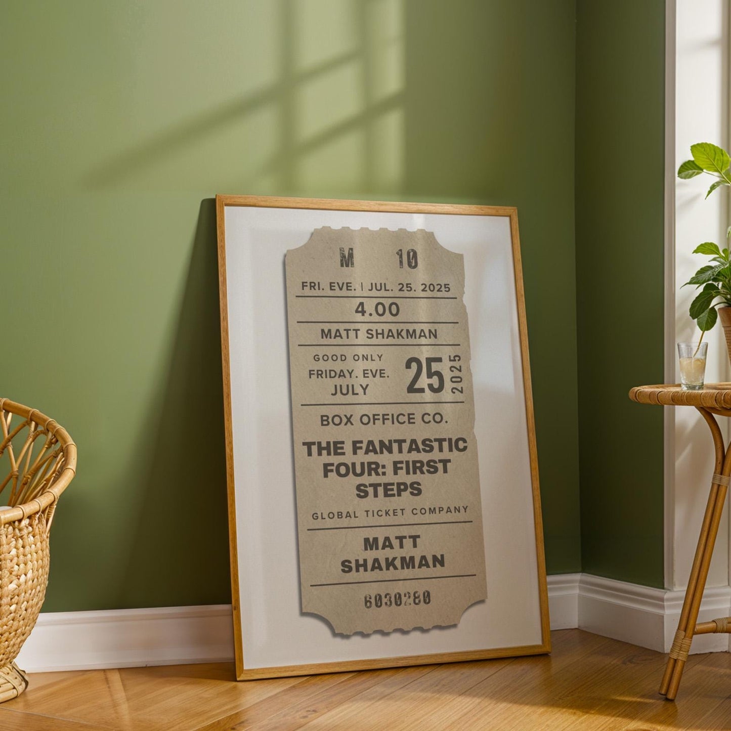 old cinema ticket inspired art for apartment home decor