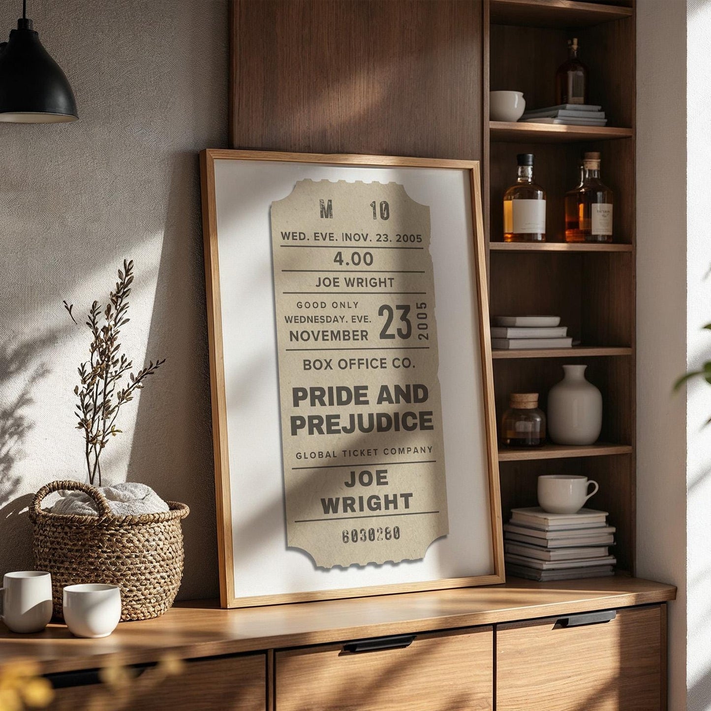 date night classics wall decor leaning on counter.