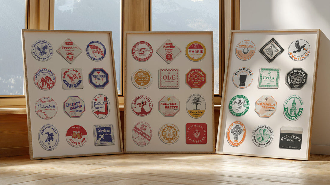 three global beer mat posters