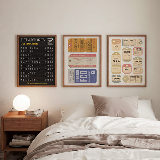 gallery wall incuding custom posters