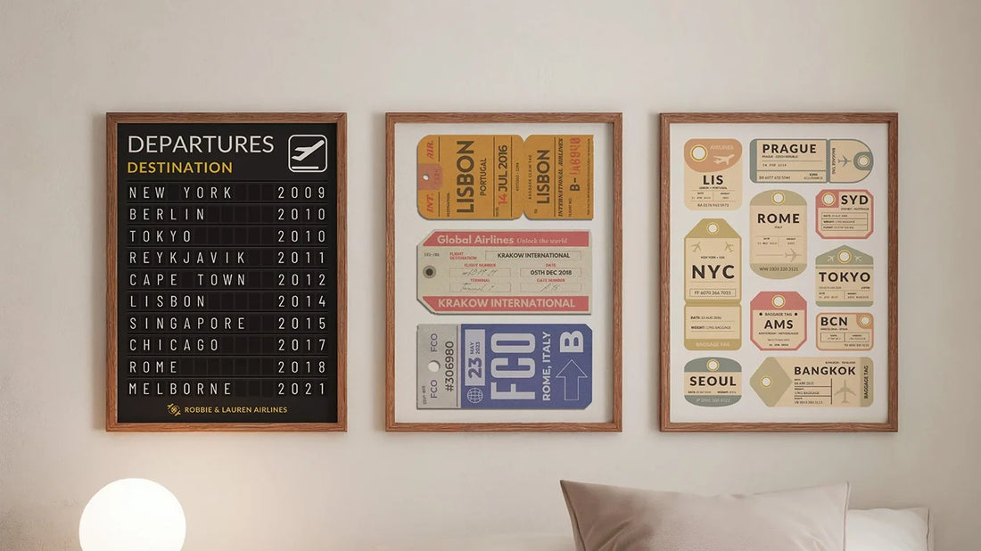 gallery wall incuding custom posters