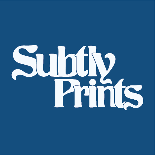 The logo for subtlyprints. A shop for bespoke thoughtful and personalised gift ideas or custom home decor. a one stop shop for travel, sports, music, nature, movie posters and more.