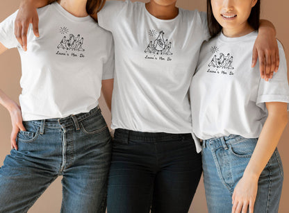 T shirt design with Hens for a hen do or bachelorette party. The shirt has custom writing on it and chickens with bride sashes on. Tee for wedding celebrations