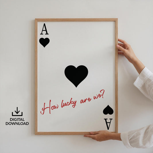 Black printable poster with ace hearts and red lyric a rustic Western-style digital file for cowboy home decor