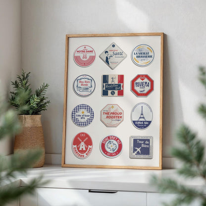 digitalised pub wall art with landmarks, perfect pub dad gift and holiday art for living room or desk.