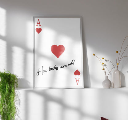 Romantic cowboy-style poster with hearts and handwritten lyrics, perfect for rodeo couples or rustic home decor.