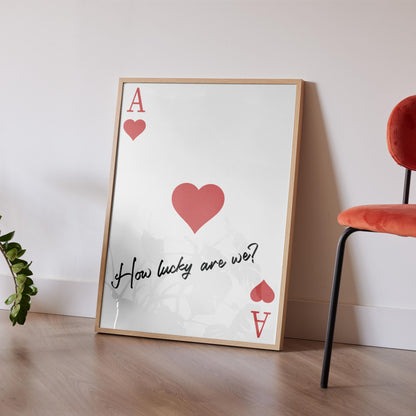 Decorative ace of hearts artwork with a western lyric in a wooden frame, perfect for Western home decor or anniversary gifts.