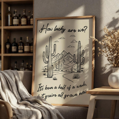 western romantic text with desert scene and trendy quote, ideal gift for rodeo and country lovers.