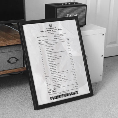 Framed setlist receipt print for your own concert or festival memory perfect fan gift and wall display. Nostalgic keepsake
