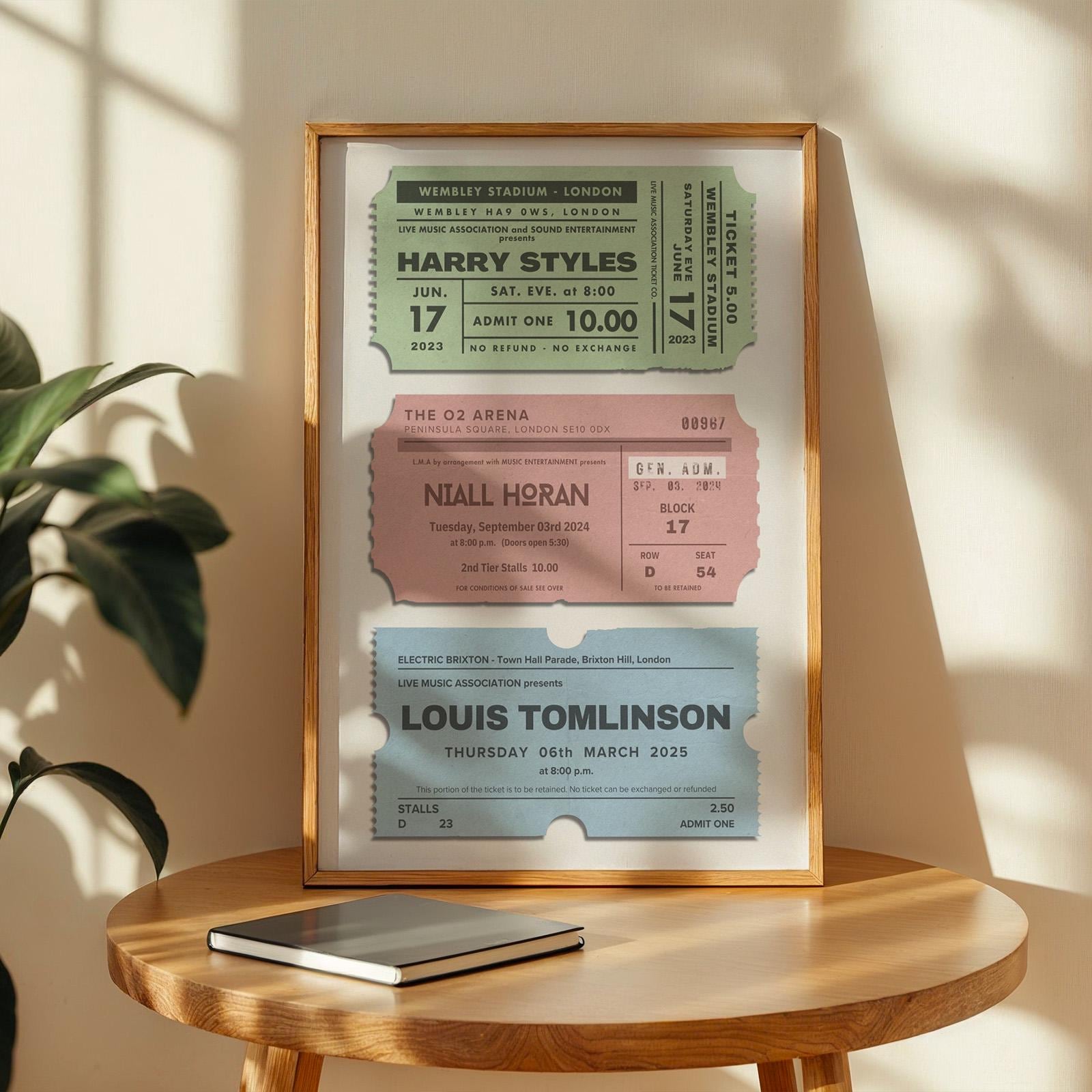 Digital vintage music stub artwork, personalized event memory gift, perfect for nostalgic festival fans.