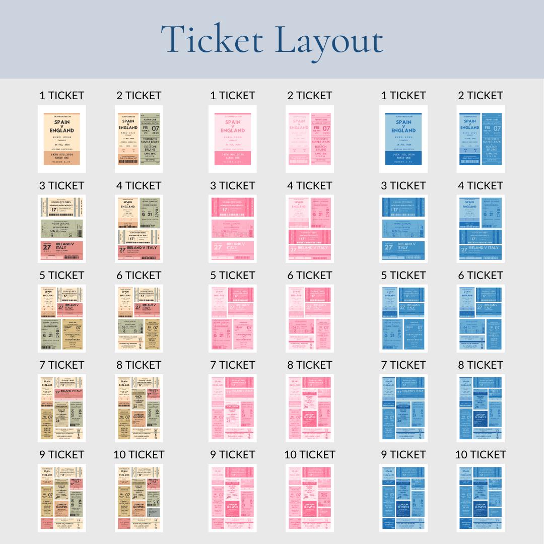 1-10 tickets can be displayed on your thoughtful nostalgic events game print.