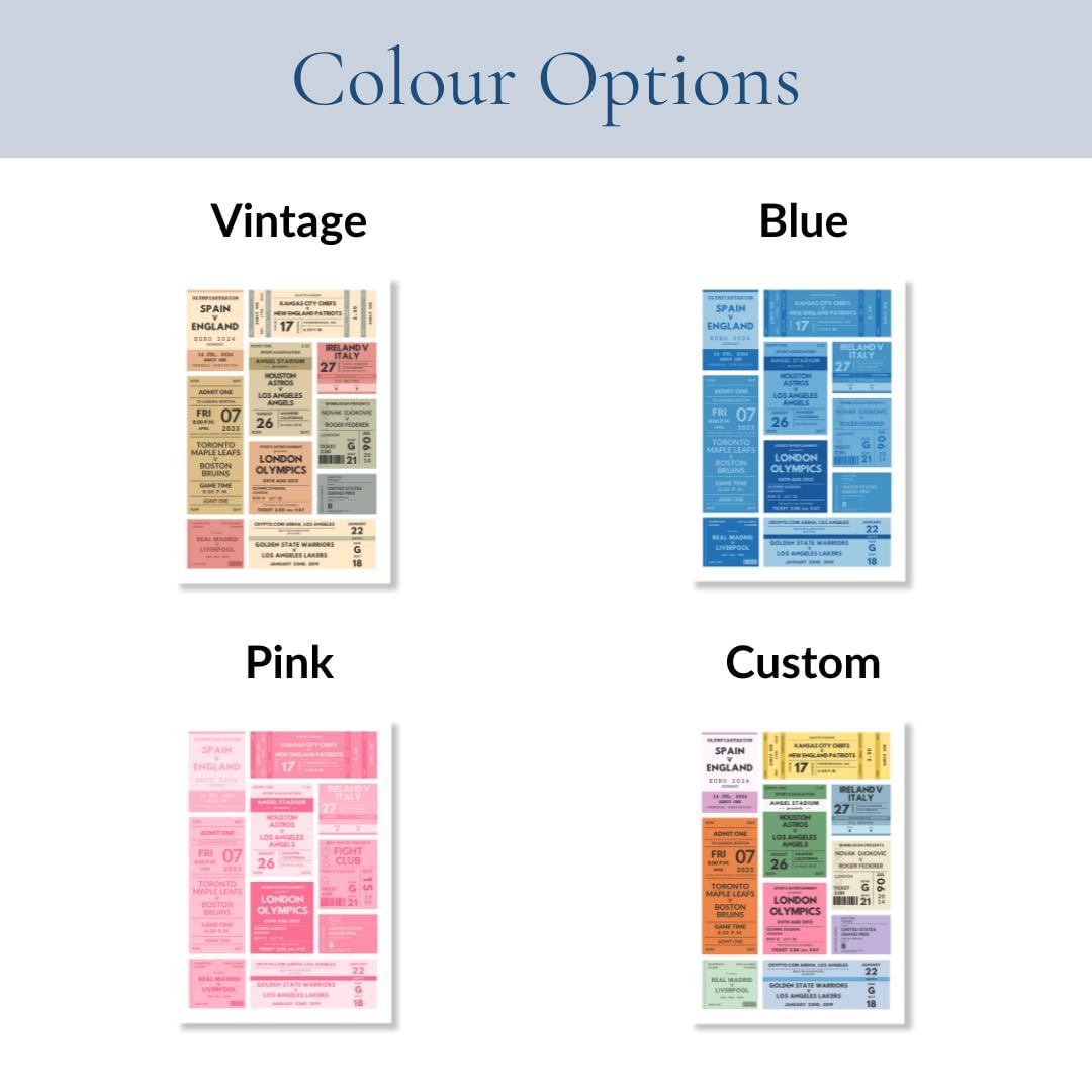 Customizable vintage sports print comes in pink, blue, vintage or custom colours.