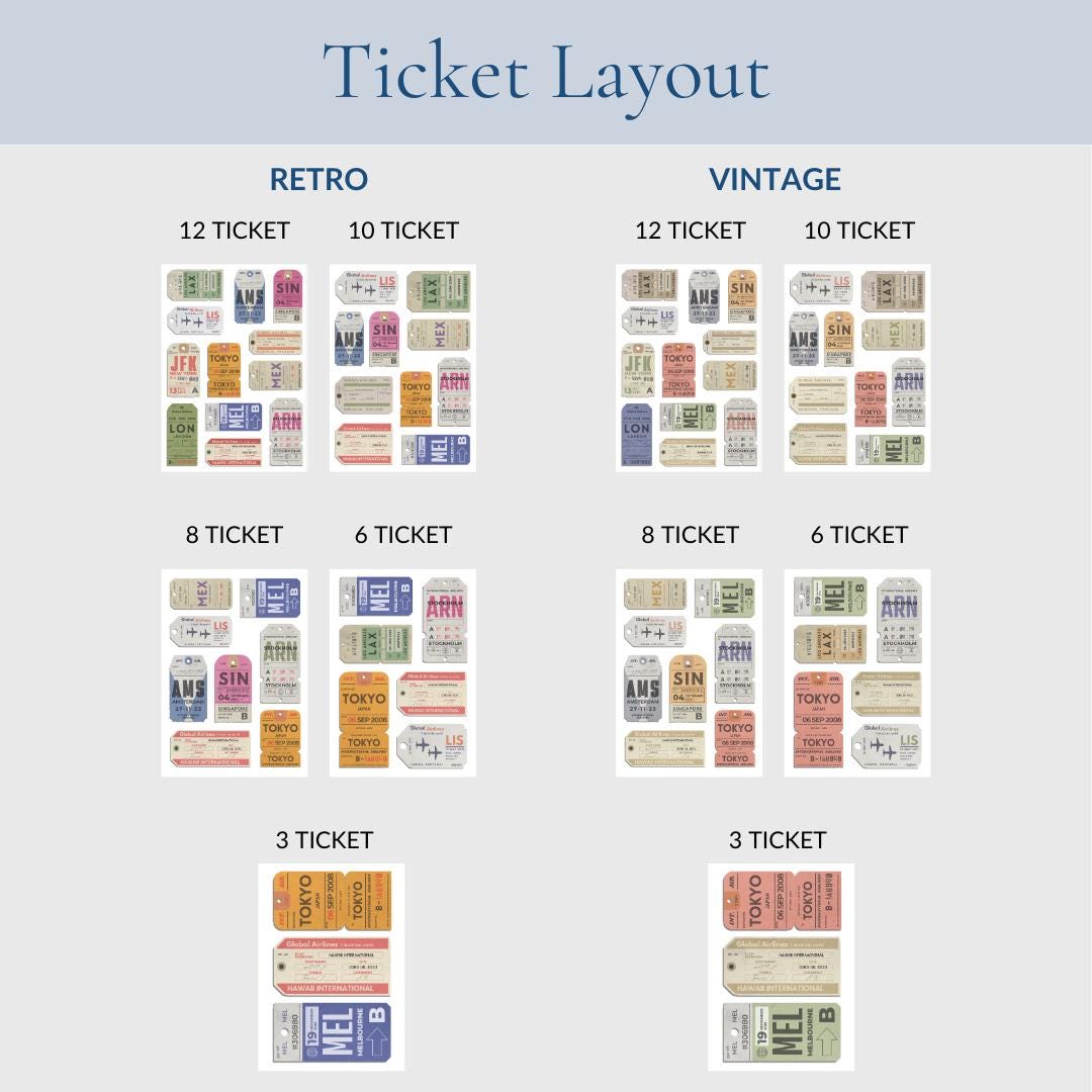 High-quality print of airport tags available to display multiple various tags for all of your holidays and memories.