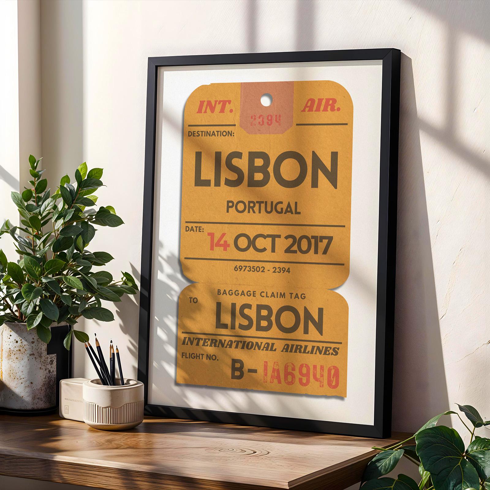 Digital vintage bespoke luggage tag poster file, gift idea for travellers, holiday flights, and nostalgic travel keepsakes