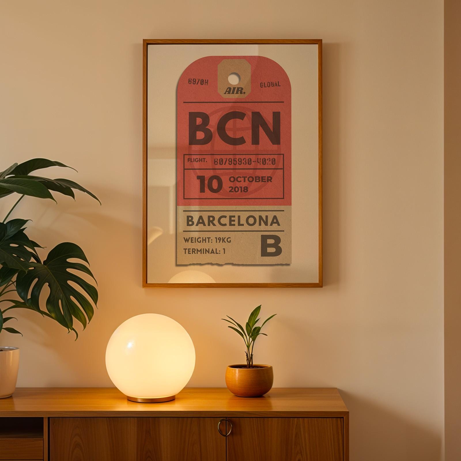 Printable collection of airport code backpacker art, digital bundle in red, yellow, and blue for nostalgic holiday decor.