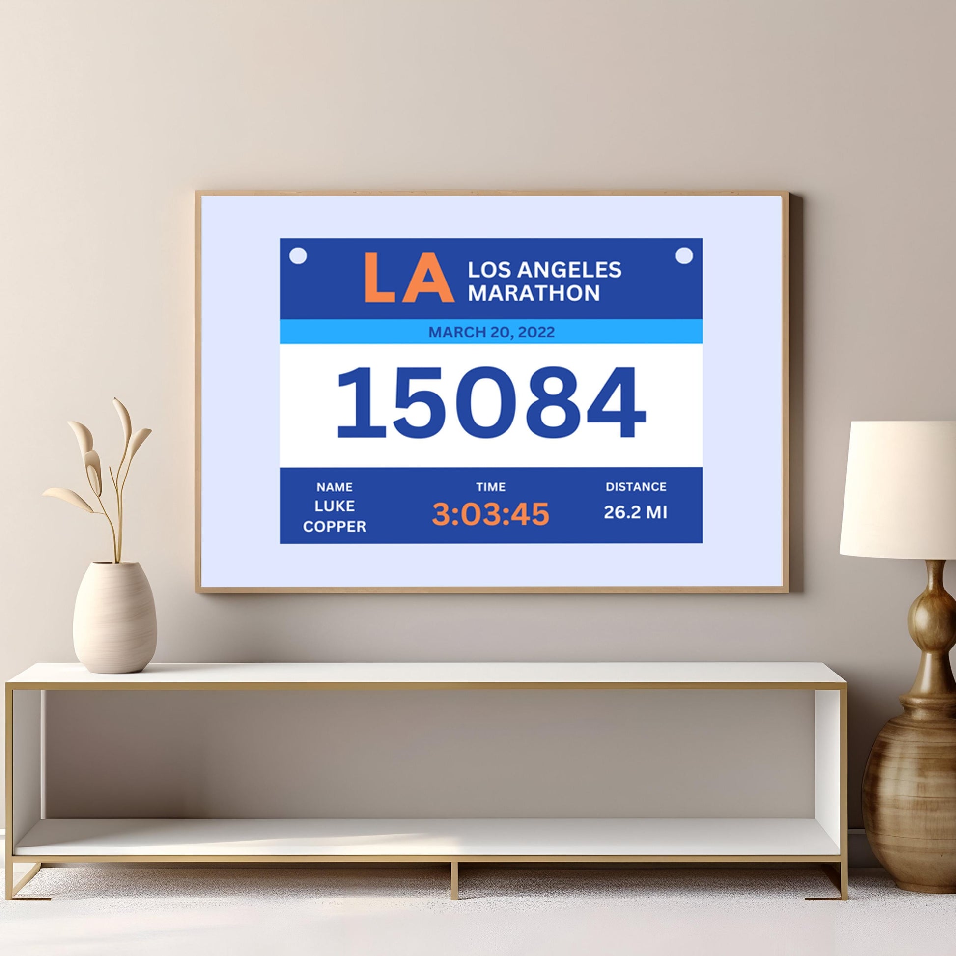 Printable digital marathon bib remake with event name and date. Unique gift idea for marathon runners and fans.