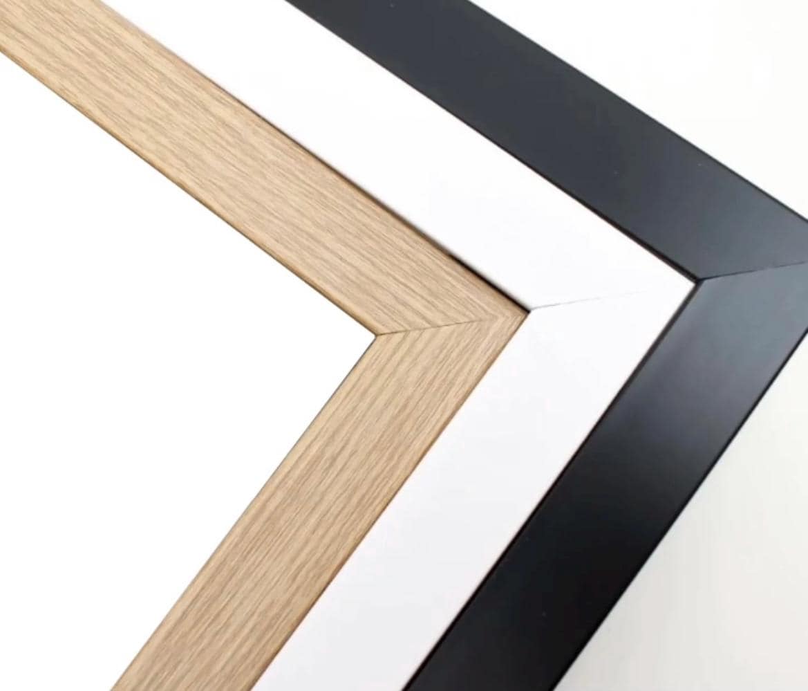 Frames options available for A4, A3 and A2 art work. Pick between black white and Oak.