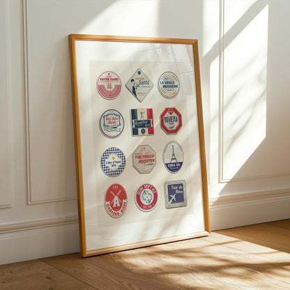 Digital paris wall art with iconic scenes, great pub dad gift and holiday art for office or kitchen.
