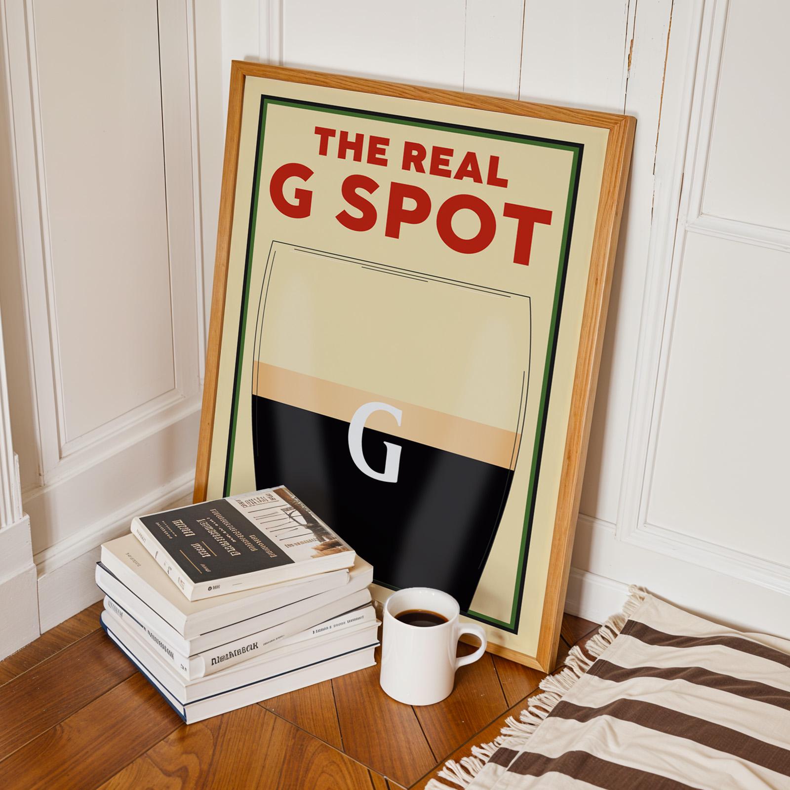 Fun beer lover’s print featuring a pint and “Split the G” pun, great for casual home or bar decor.
