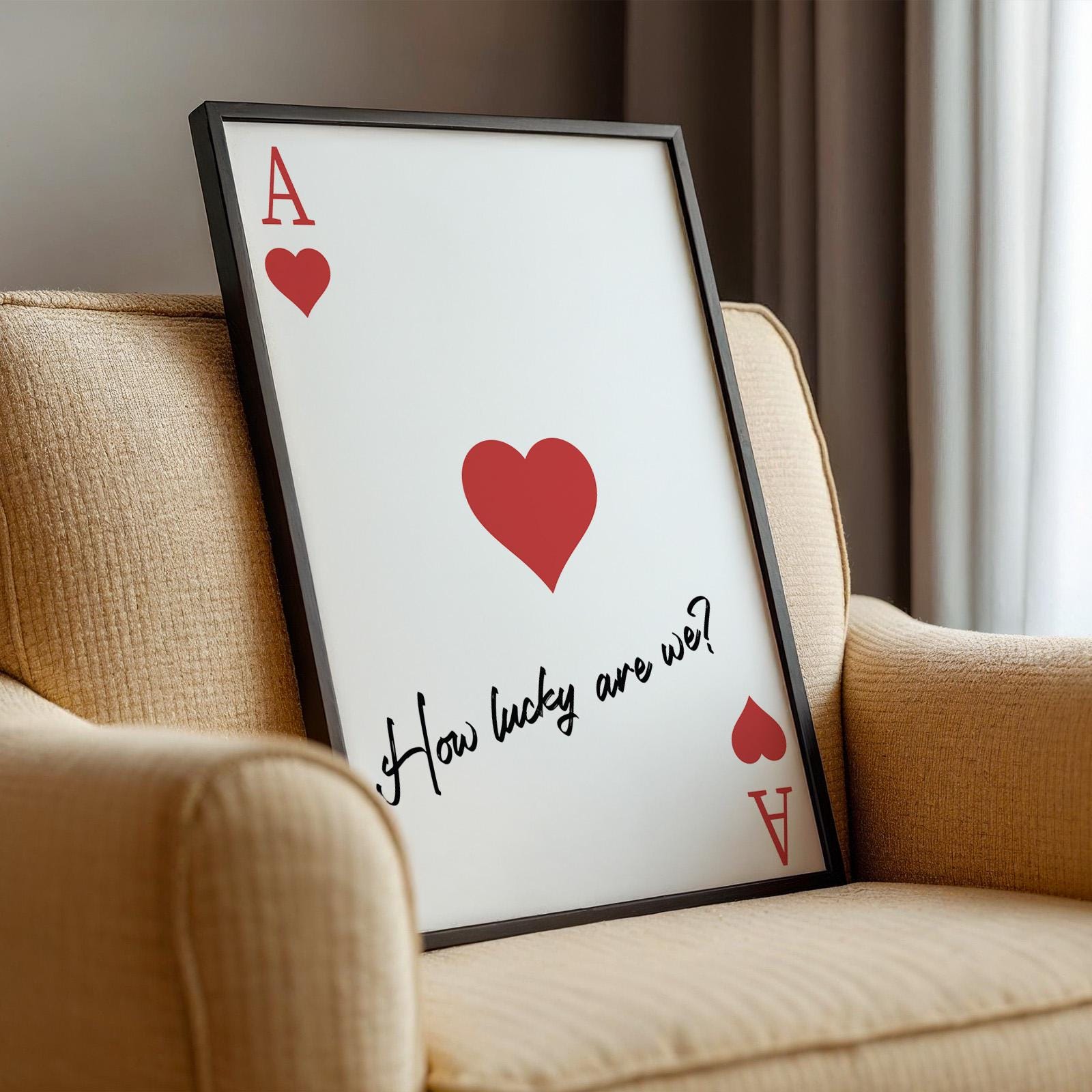 Instant download love poster ace of hearts design with cowboy charm perfect for printing and gifting