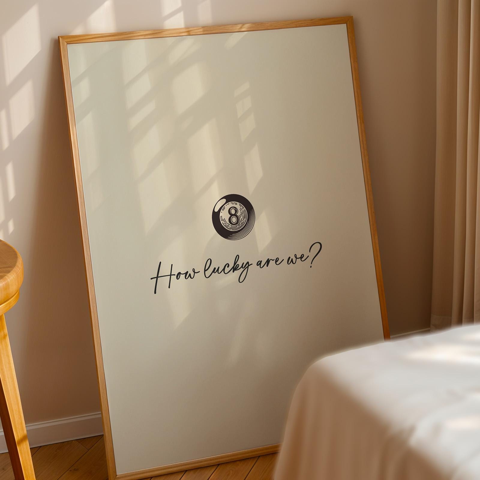 Digital wall art featuring classic eight ball and country lyric, great printable gift for anniversaries or couples.