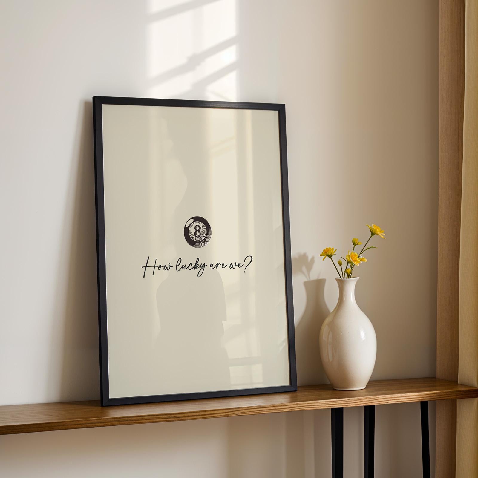 How lucky are we printable with vintage eight ball, ideal DIY gift for boyfriend, girlfriend, or spouse.