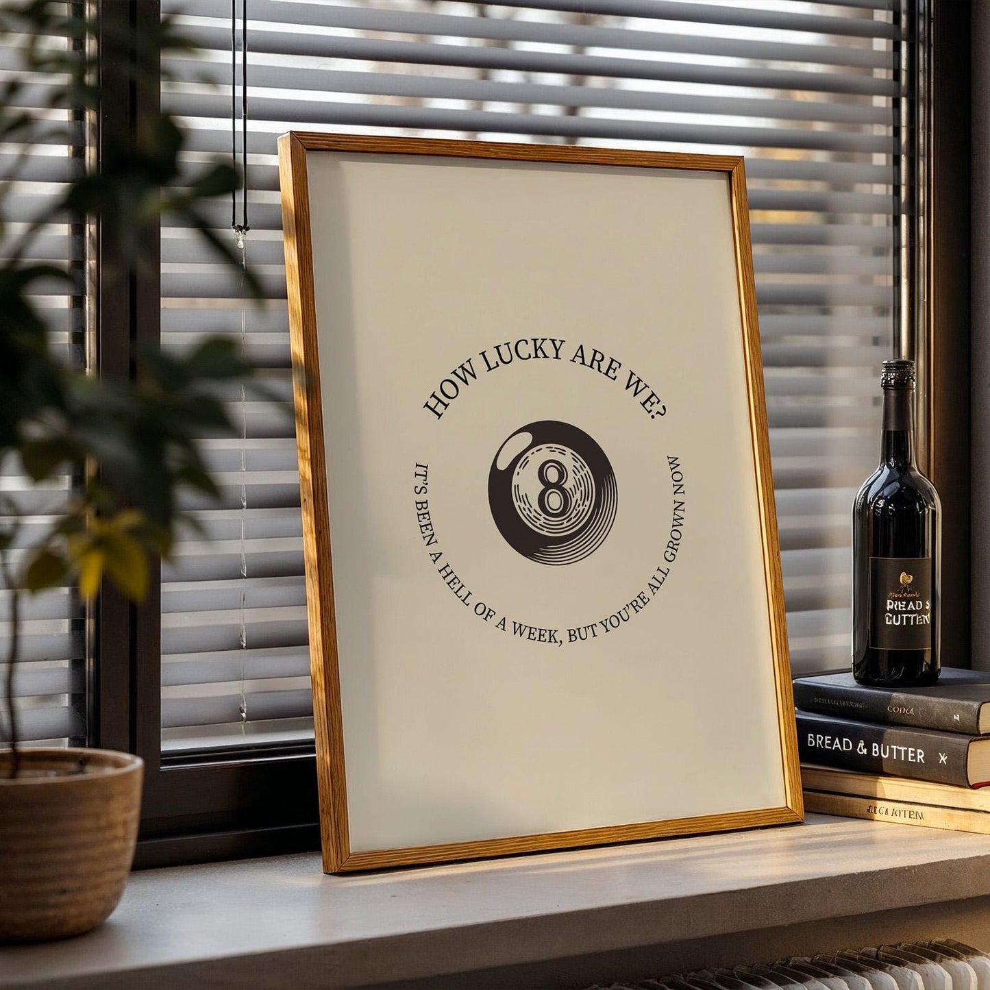 Country music digital print with eight ball artwork and romantic lyric, great for DIY wall décor.