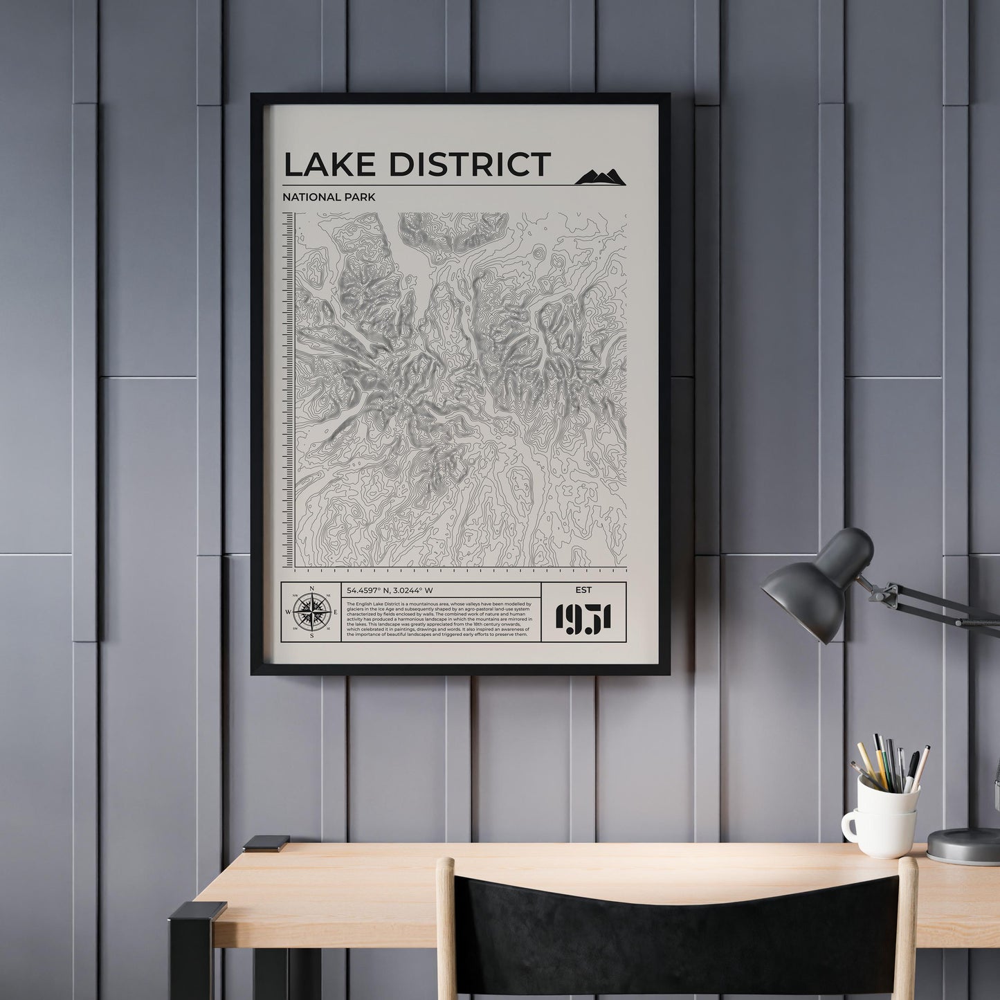 Easy printable UK national park map digital file, great for hiking and nature lovers.