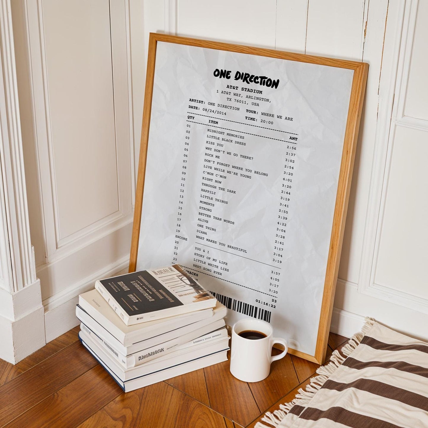 Receipt style setlist print of your concert experience framed poster for music lovers and gift ideas