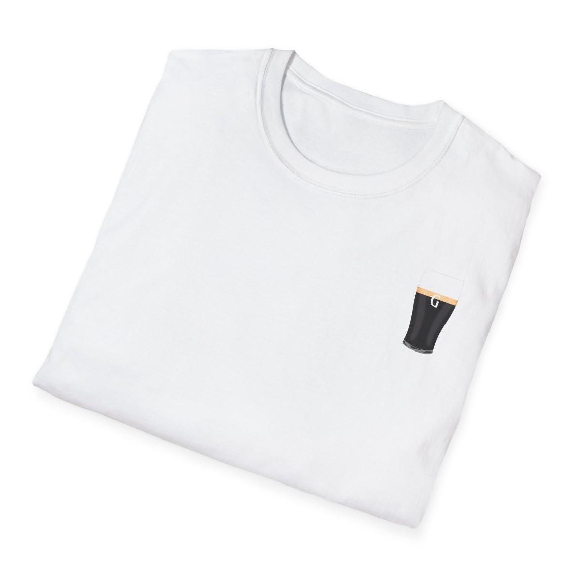 Graphic classic pint shirt with split G, perfect for beer lovers and pub enthusiasts.