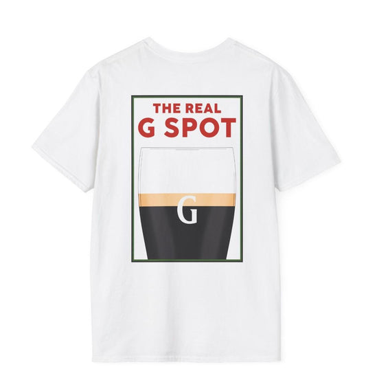 The Real G Spot Funny T shirt vintage tee with classic pint and split G, perfect for pub and beer lovers.