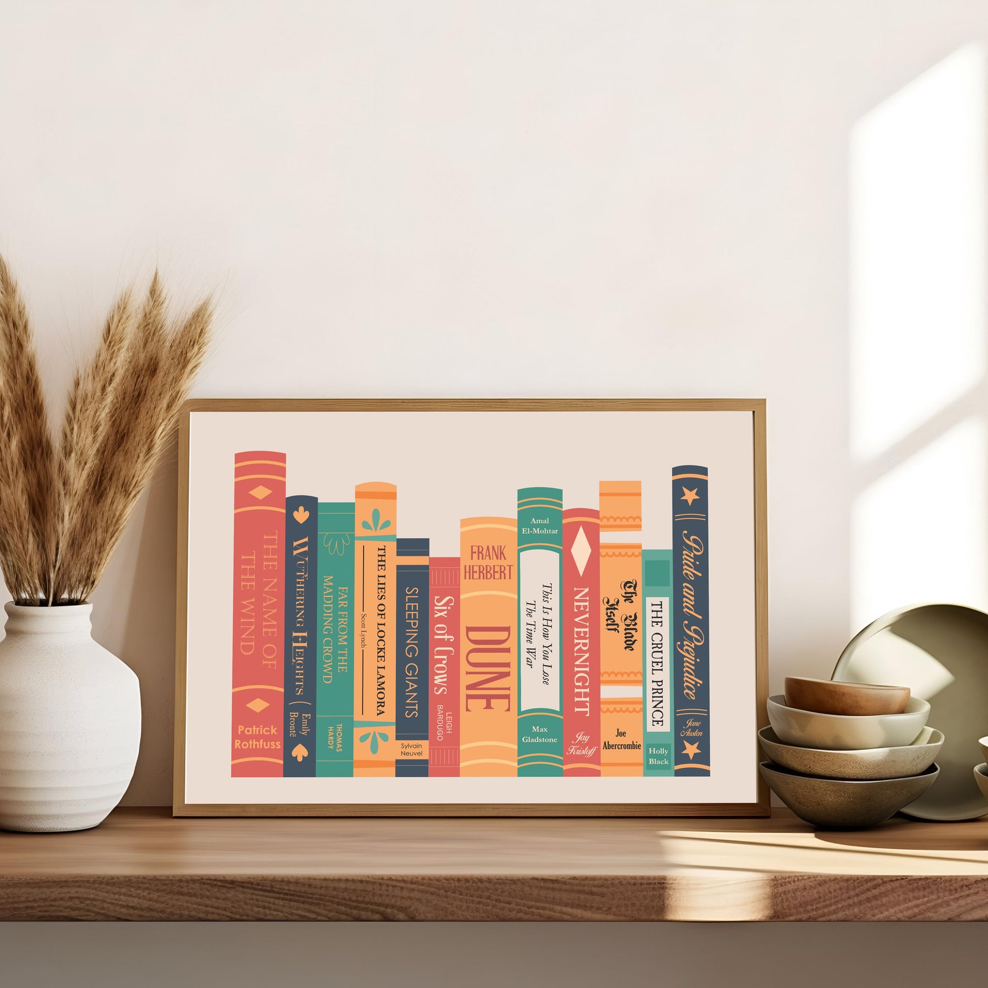 Reading nook framed book bundle print personalised colorful gift idea for BookTok inspired bookshelf styling